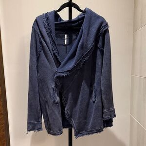 Women's Navy Blue Frayed Jacket